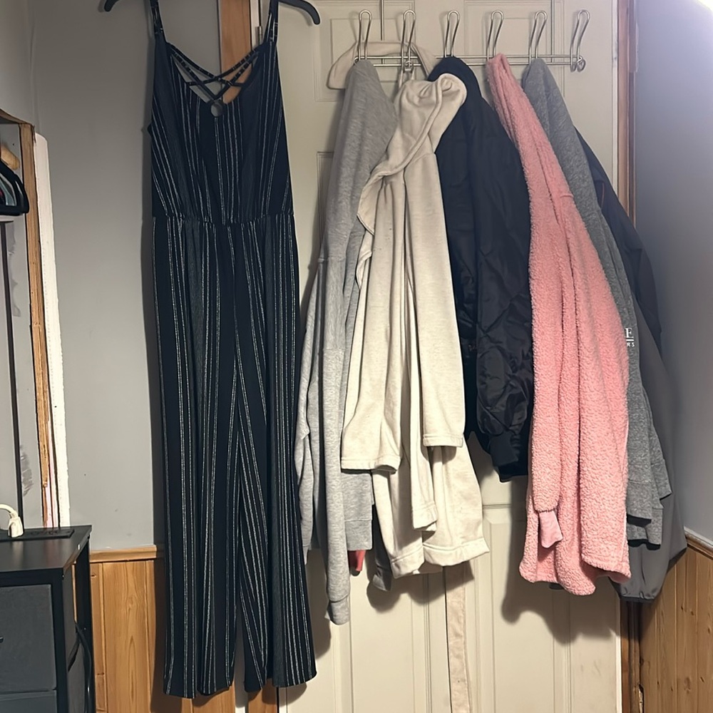 Black and gray striped jump suit